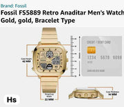  Shop Authentic Fossil Retro Analog-Digital Gold Dial Gold Steel Strap Watch for Men - FS5889 - Luxxuri