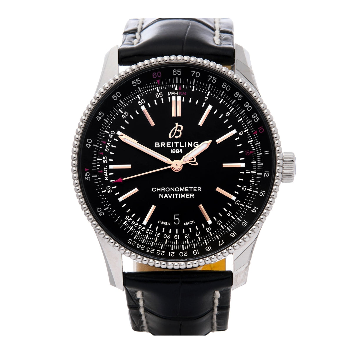  Shop Authentic Breitling Automatic 41mm Black Dial Black Leather Strap Watch for Men - A17326241B1P1 - Luxxuri