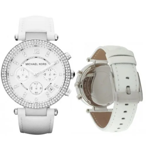  Shop Authentic Michael Kors Parker White Dial White Leather Strap Watch for Women - MK2277 - Luxxuri