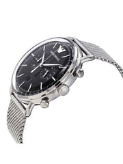  Shop Authentic Emporio Armani Chronograph Black Dial Silver Mesh Bracelet Watch For Men - AR11104 - Luxxuri