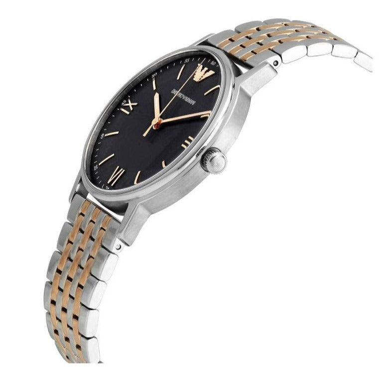  Shop Authentic Emporio Armani Kappa Quartz Black Dial Two Tone Mesh Bracelet Watch For Men - AR11228 - Luxxuri