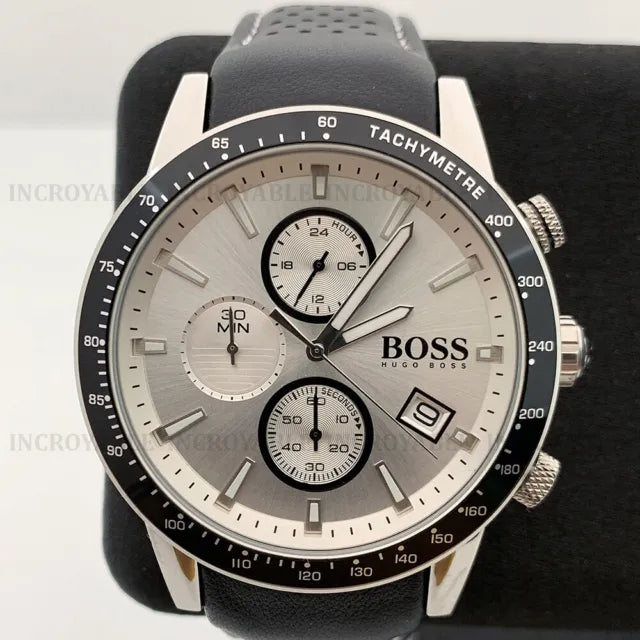  Shop Authentic Hugo Boss Rafale Chronograh Quartz White Dial Black Leather Strap Watch For Men - HB1513403 - Luxxuri