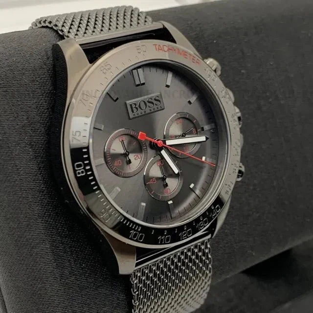  Shop Authentic Hugo Boss Ikon Grey Dial Grey Mesh Bracelet Watch for Men - 1513443 - Luxxuri