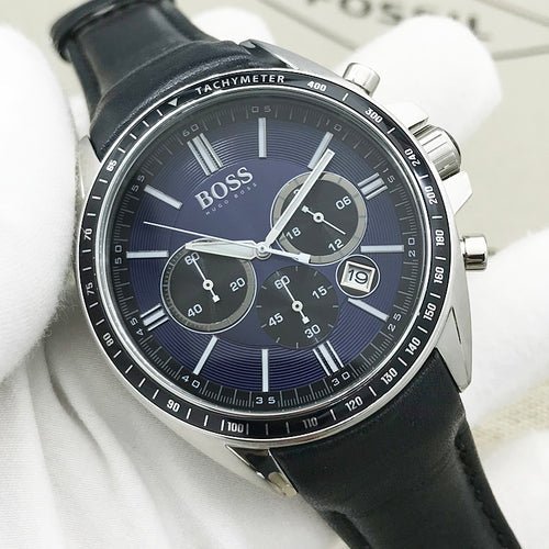  Shop Authentic Hugo Boss Driver Sport Chronograph Blue Dial Black Leather Strap Watch for Men - 1513077 - Luxxuri
