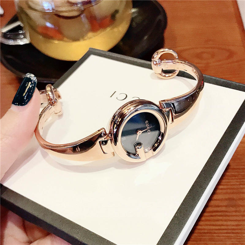  Shop Authentic Gucci Guccissima Collection Quartz Black Dial Rose Gold Steel Strap Watch For Women - YA134509 - Luxxuri