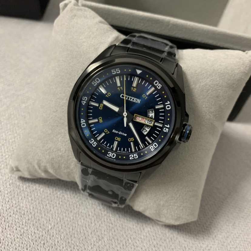  Shop Authentic Citizen Eco Drive Blue Dial Black Steel Strap Watch For Men - AW0024-58LB - Luxxuri