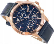  Shop Authentic Tommy Hilfiger Henry Chronograph Quartz Blue Dial Blue Leather Strap Watch For Men - 1710475 - Luxxuri