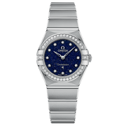  Shop Authentic Omega Constellation Manhattan Quartz Diamonds Blue Dial Silver Steel Strap Watch for Women - 131.15.25.60.53.001 - Luxxuri