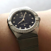  Shop Authentic Omega Constellation Manhattan Quartz Diamonds Blue Dial Silver Steel Strap Watch for Women - 131.15.25.60.53.001 - Luxxuri
