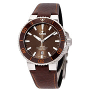  Shop Authentic Oris Aquis Date Brown Dial Brown Leather Strap Watch for Men - 0173377304152-0752412EB - Luxxuri
