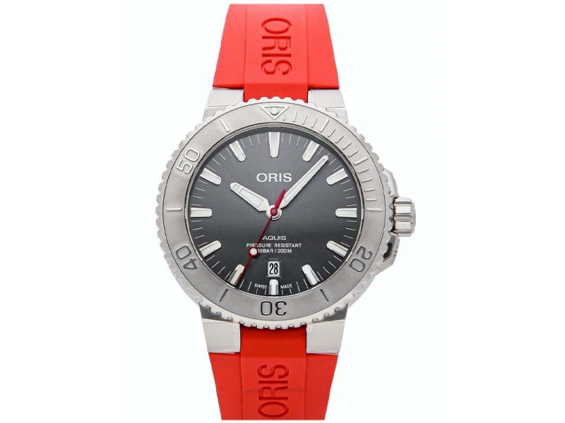  Shop Authentic Oris Aquis Date Relief Grey Dial Red Rubber Strap Watch for Men - 0173377304153-0742466EB - Luxxuri