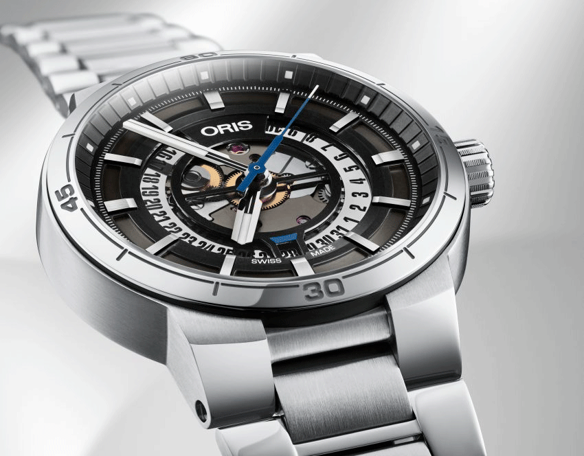 Shop Authentic Oris TT1 Engine Date Skeleton Black Dial Silver Steel Strap Watch for Men - 0173377524124-0782408 - Luxxuri