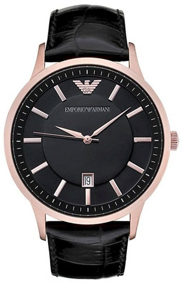  Shop Authentic Emporio Armani Classic Black Dial Black Leather Strap Watch For Women - AR9022 - Luxxuri