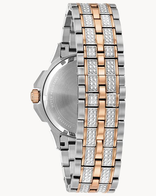  Shop Authentic Bulova Octova Crystal Silver Dial Two Tone Steel Strap Watch for Men - 98C133 - Luxxuri