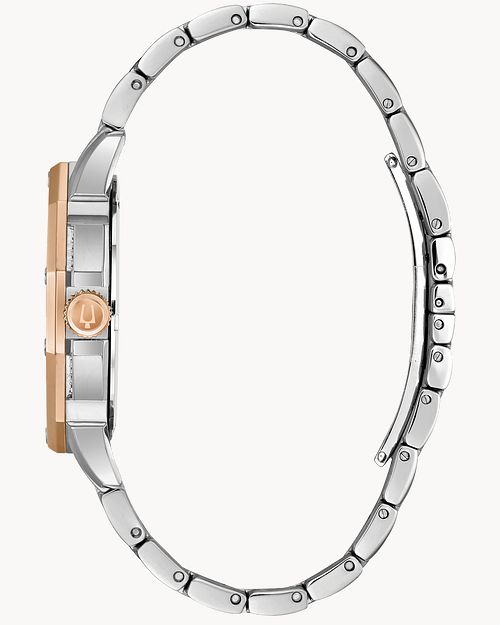  Shop Authentic Bulova Octova Crystal Silver Dial Two Tone Steel Strap Watch for Men - 98C133 - Luxxuri