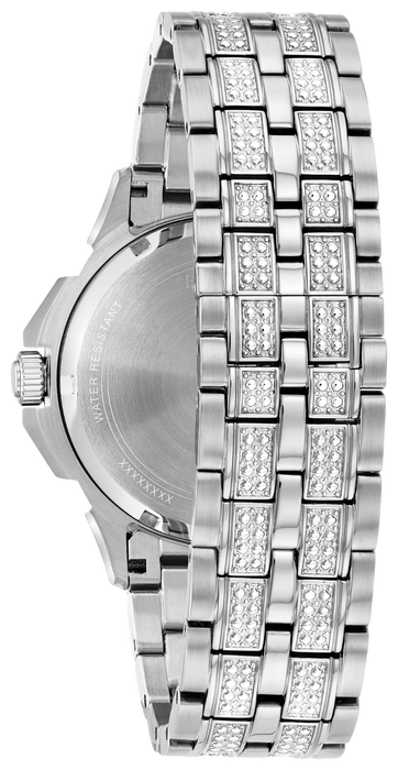  Shop Authentic Bulova Crystal Collection Pave Silver Dial with Crystals Silver Steel Strap Watch for Men - 96C134 - Luxxuri
