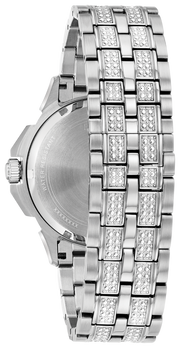  Shop Authentic Bulova Crystal Collection Pave Silver Dial with Crystals Silver Steel Strap Watch for Men - 96C134 - Luxxuri