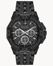  Shop Authentic Bulova Octova Chronograph Black Crystal Dial Black Steel Strap Watch for Men - 98C134 - Luxxuri