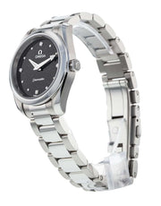  Shop Authentic Omega Seamaster Aqua Terra Quartz Diamond Black Dial Silver Steel Strap Watch for Women - 220.10.28.60.51.001 - Luxxuri