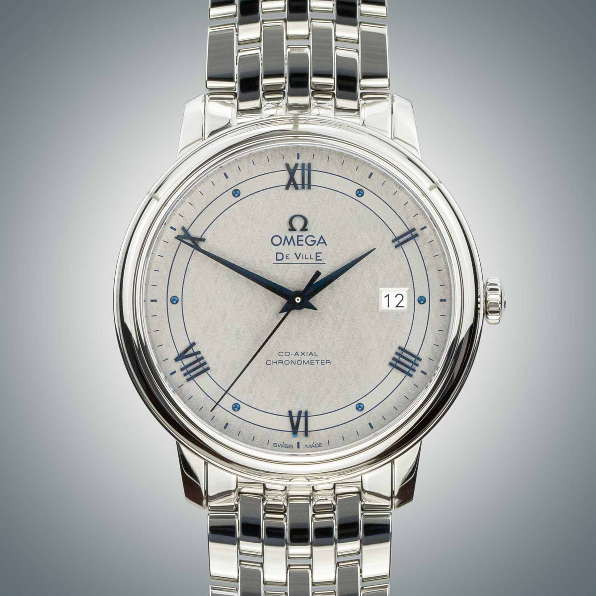  Shop Authentic Omega De Ville Prestige Co-Axial Grey Dial Silver Steel Strap Watch for Men - 424.10.40.20.06.002 - Luxxuri