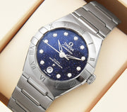  Shop Authentic Omega Constellation Manhattan Quartz Diamonds Blue Dial Silver Steel Strap Watch for Women - 131.10.25.60.53.001 - Luxxuri