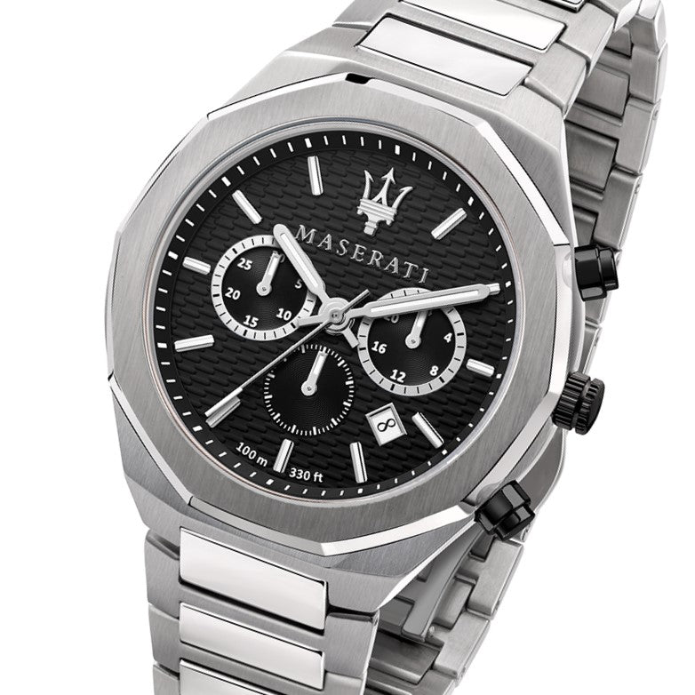  Shop Authentic Maserati Stile Chronograph Black Dial Silver Steel Strap Watch For Men - R8873642004 - Luxxuri