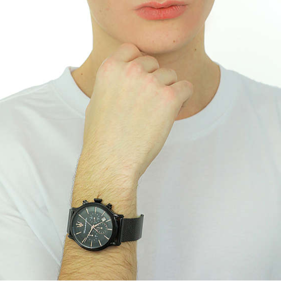  Shop Authentic Maserati Epoca Chronograph Black Dial Black Mesh Strap Watch For Men - R8873618013 - Luxxuri