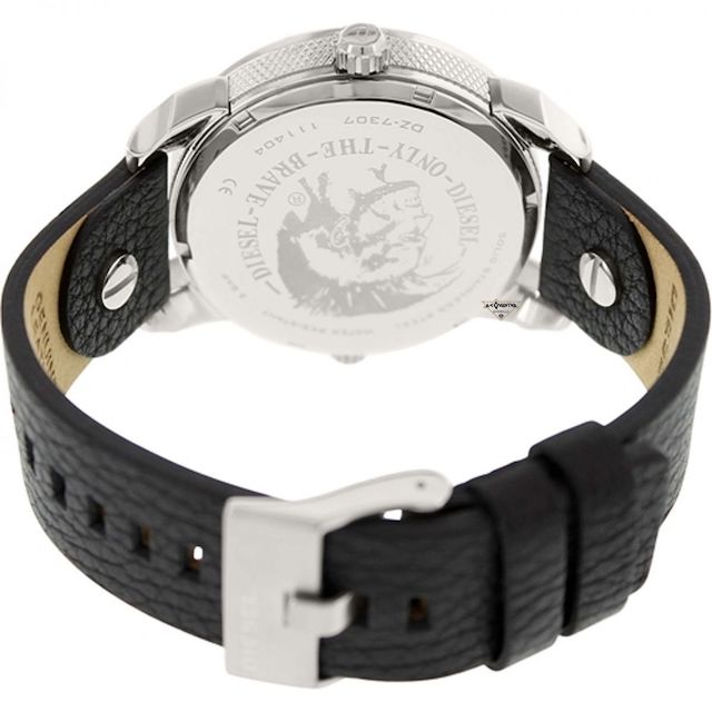  Shop Authentic Diesel Mini Daddy Black Silver Dial Black Leather Strap Watch For Men - DZ7307 - Luxxuri