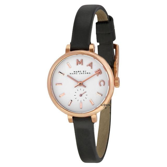 Shop Authentic Marc Jacobs Sally White Dial Black Leather Strap Watch for Women - MBM1352 - Luxxuri