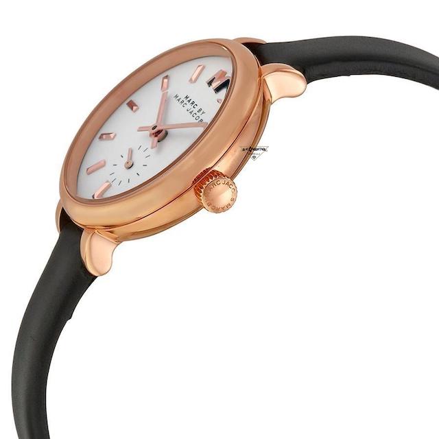 Shop Authentic Marc Jacobs Sally White Dial Black Leather Strap Watch for Women - MBM1352 - Luxxuri