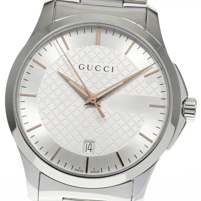  Shop Authentic Gucci G Timeless Silver Dial Silver Steel Strap Unisex Watch - YA126442 - Luxxuri