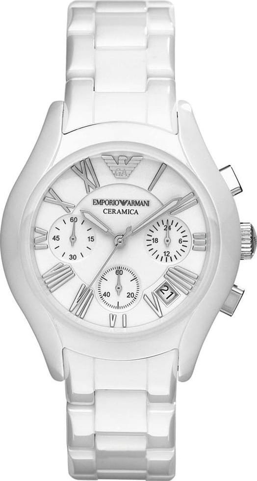  Shop Authentic Emporio Armani Chronograph Ceramic White Dial Watch For Women - AR1403 - Luxxuri