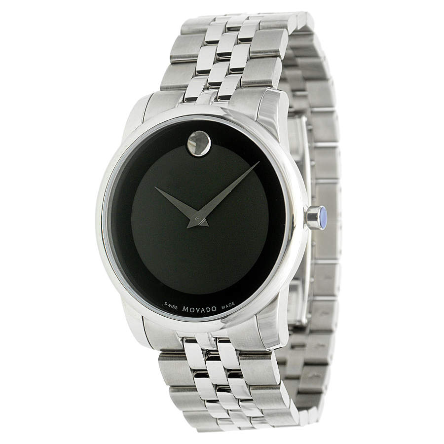  Shop Authentic Movado Museum Classic Black Dial Silver Steel Strap Watch For Men - 606504 - Luxxuri