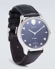  Shop Authentic Gucci G Timeless Automatic Blue Dial Black Leather Strap Watch For Men - YA126347 - Luxxuri
