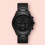  Shop Authentic Michael Kors Slim Runway Chronograph Black Dial Black Steel Strap Watch For Men - MK8919 - Luxxuri