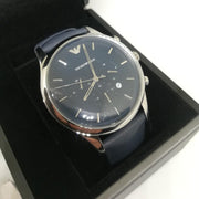  Shop Authentic Emporio Armani Lambda Chronograph Blue Dial Blue Leather Strap Watch For Men - AR11018 - Luxxuri