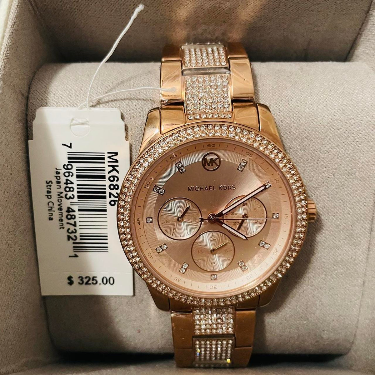  Shop Authentic Michael Kors Tibby Chronograph Crystals Rose Gold Dial Rose Gold Steel Strap Watch For Women - MK6826 - Luxxuri