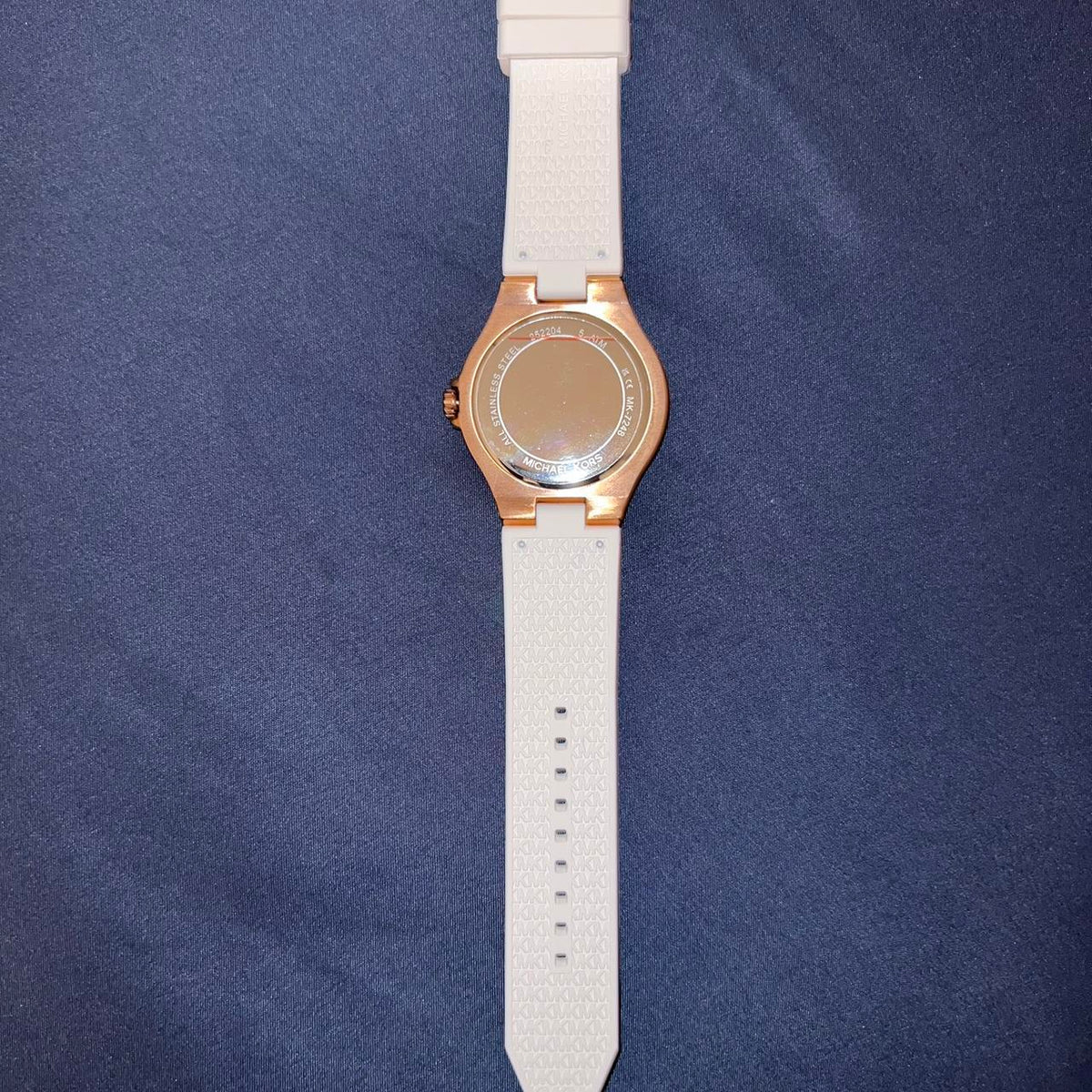  Shop Authentic Michael Kors Lennox Three-Hand Crystals Dial White Silicone Strap Watch For Women - MK7248 - Luxxuri