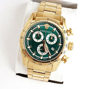  Shop Authentic Versace V-Ray Chronograph Quartz Green Dial Gold Steel Strap Watch For Men - VE2I00621 - Luxxuri