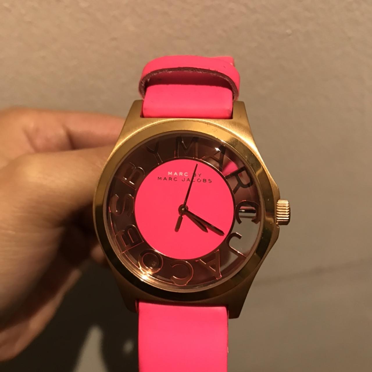  Shop Authentic Marc Jacobs Henry Skeleton Pink Dial Pink Leather Strap Watch for Women - MBM1243 - Luxxuri