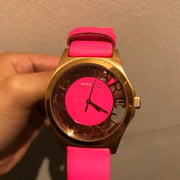  Shop Authentic Marc Jacobs Henry Skeleton Pink Dial Pink Leather Strap Watch for Women - MBM1243 - Luxxuri
