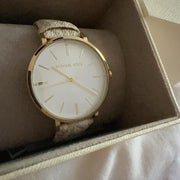  Shop Authentic Michael Kors Pyper Analog Silver Dial White Leather Strap Watch for Women - MK2946 - Luxxuri