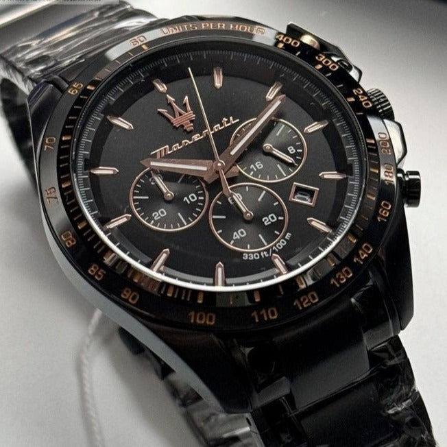  Shop Authentic Maserati Traguardo Chronograph Black Dial Black Steel Strap Watch For Men - R8873612048 - Luxxuri