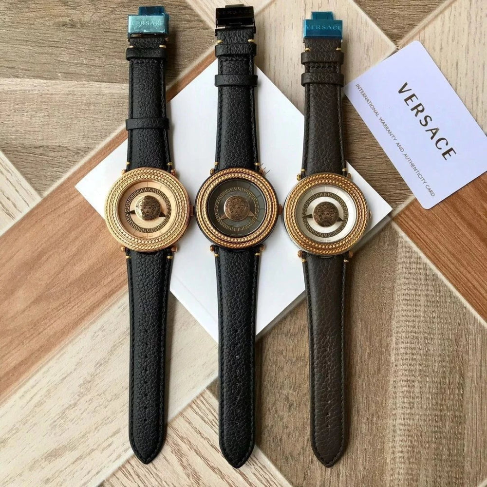  Shop Authentic Versace V Metal Icon Quartz Silver Dial Brown Leather Strap Watch For Men - VQL010015 - Luxxuri