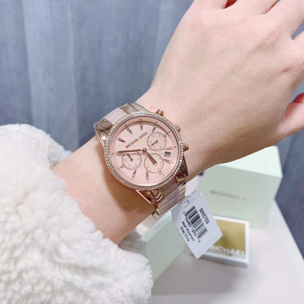  Shop Authentic Michael Kors Ritz Chronograph Mother of Pearl White Dial Two Tone Steel Strap Watch For Women - MK6769 - Luxxuri