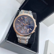  Shop Authentic Emporio Armani Renato Chronograph Blue Dial Two Tone Steel Strap Watch For Men - AR80025 - Luxxuri