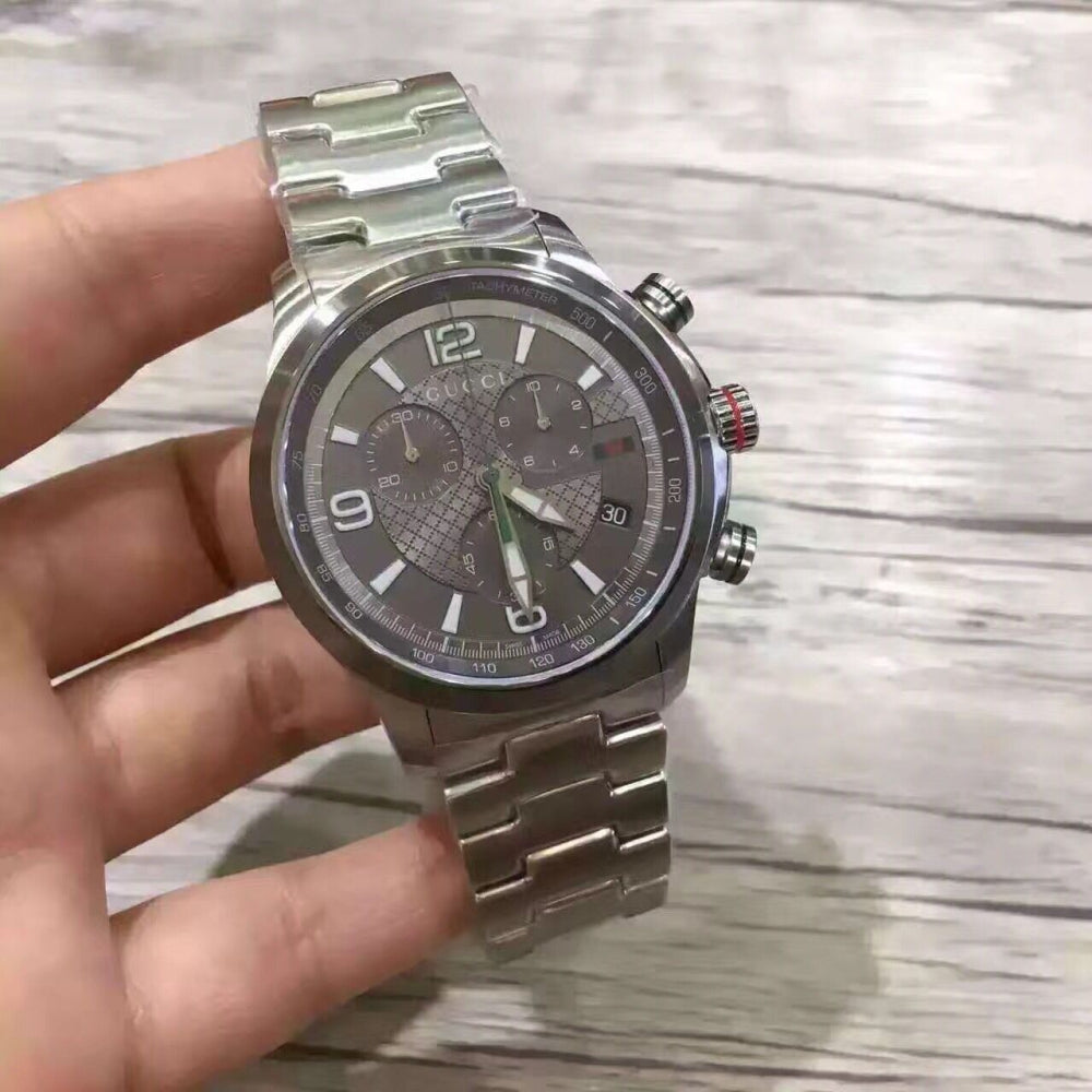  Shop Authentic Gucci G Timeless Brown Dial Silver Steel Strap Watch For Men - YA126248 - Luxxuri