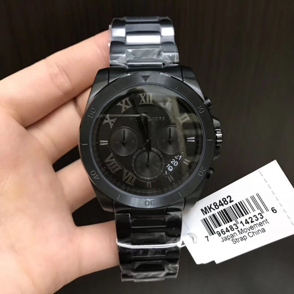  Shop Authentic Michael Kors Brecken Chronograph Black Dial Black Steel Strap Watch For Men - MK8482 - Luxxuri