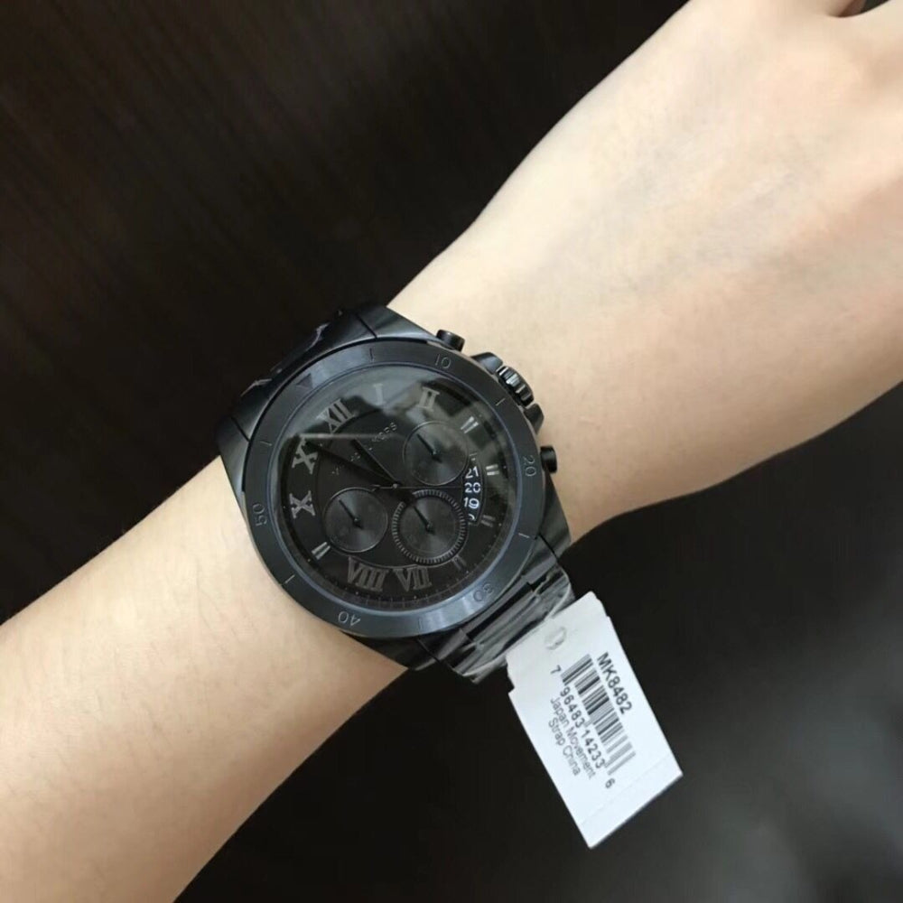  Shop Authentic Michael Kors Brecken Chronograph Black Dial Black Steel Strap Watch For Men - MK8482 - Luxxuri