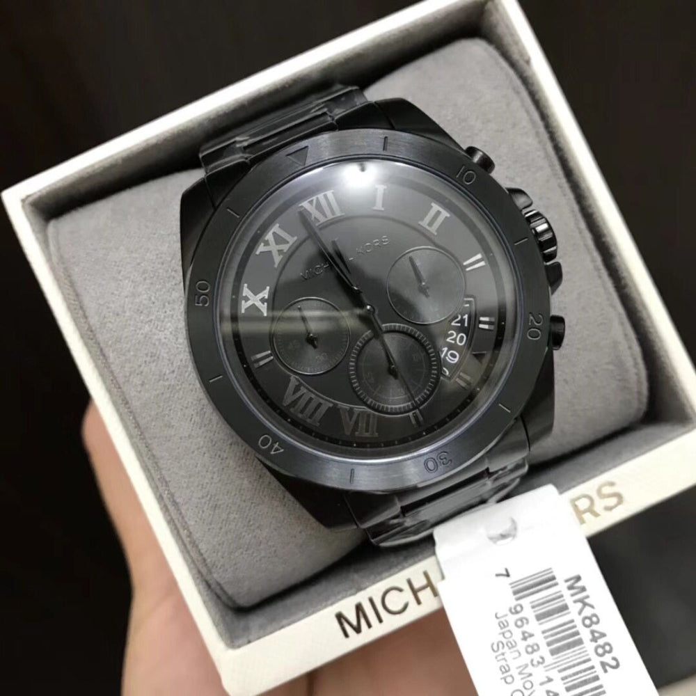  Shop Authentic Michael Kors Brecken Chronograph Black Dial Black Steel Strap Watch For Men - MK8482 - Luxxuri